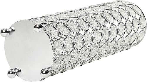 Miniatura 4 de Elegant Designs HG1011-CHR - Jarrón decorativo de cristal Elipse, portavelas, centro de mesa de boda, 10.25 pulgadas, cromado