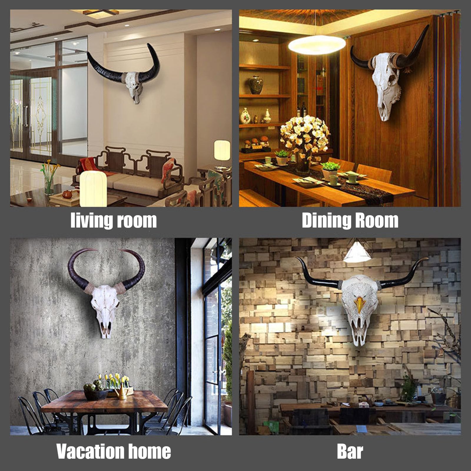 Decorazione da parete a forma di teschio di toro, fatta a mano, in finto stile tassidermia, da appendere alla parete, per la decorazione della casa