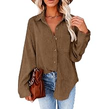 Womens Oversized Corduroy Button Down Shirt Shacket with Pocket