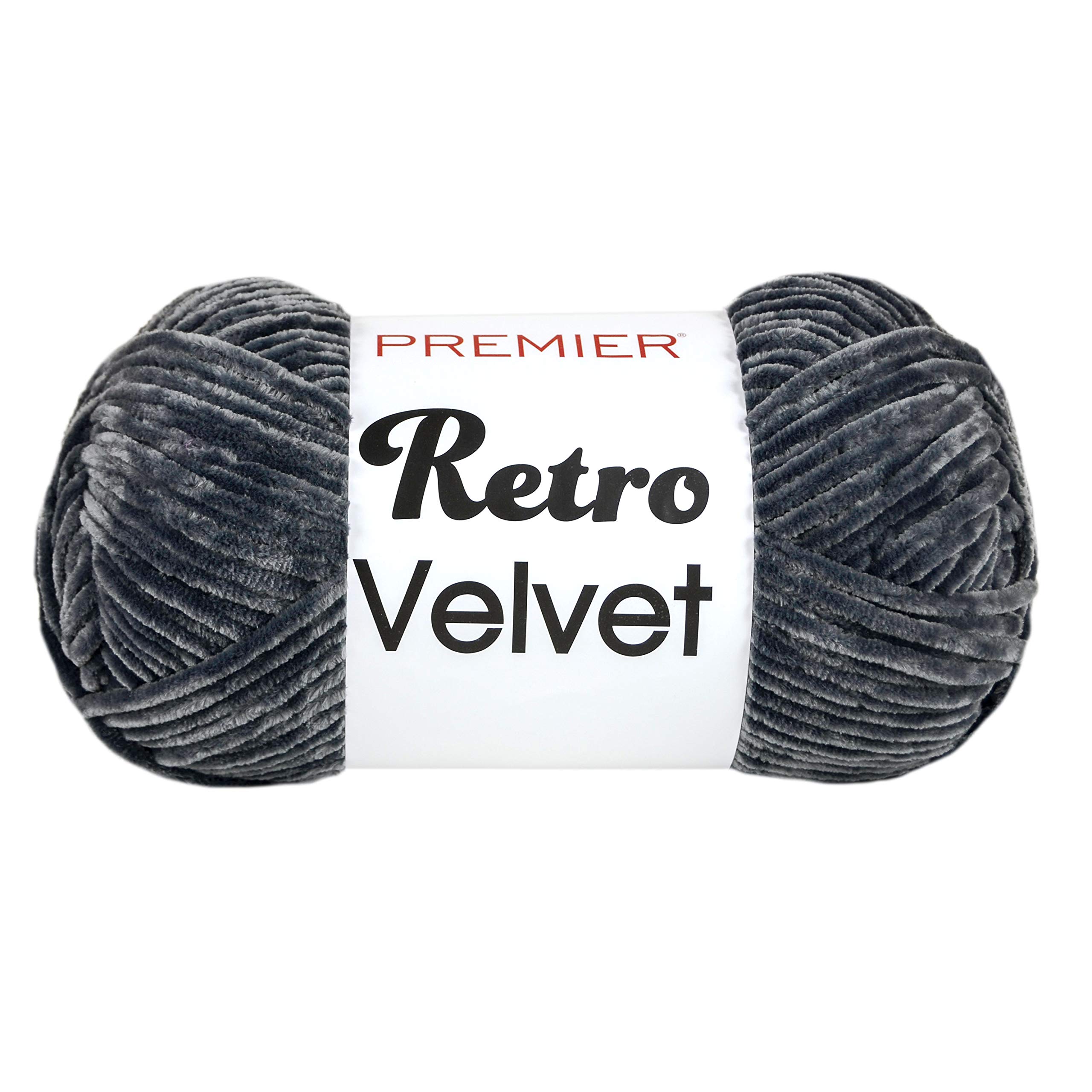 Premier YarnsRetro Velvet Yarn, Ideal Yarn for Crocheting and Knitting, Made of Polyester, Steel, 9.8 Ounce, 306 Yards
