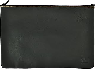 Lederprinz® | Banktasche mit Reißverschluss A5 Leder | Handarbeit - Made in Germany | 3 Jahre erweiterte Garantie | Nappa Leder | Elegante Geldscheintasche, Bankmappe, Geldtasche, Geldmappe