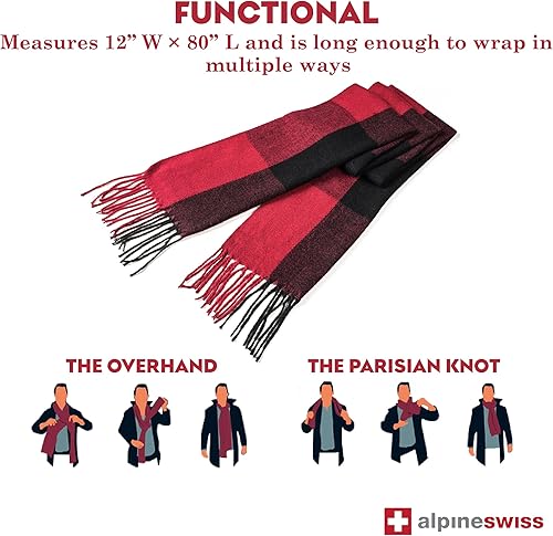 Miniatura 110 de Alpine Swiss Bufanda a cuadros para hombre, ultra suave, chal de invierno, cálido, ligero, para clima frío