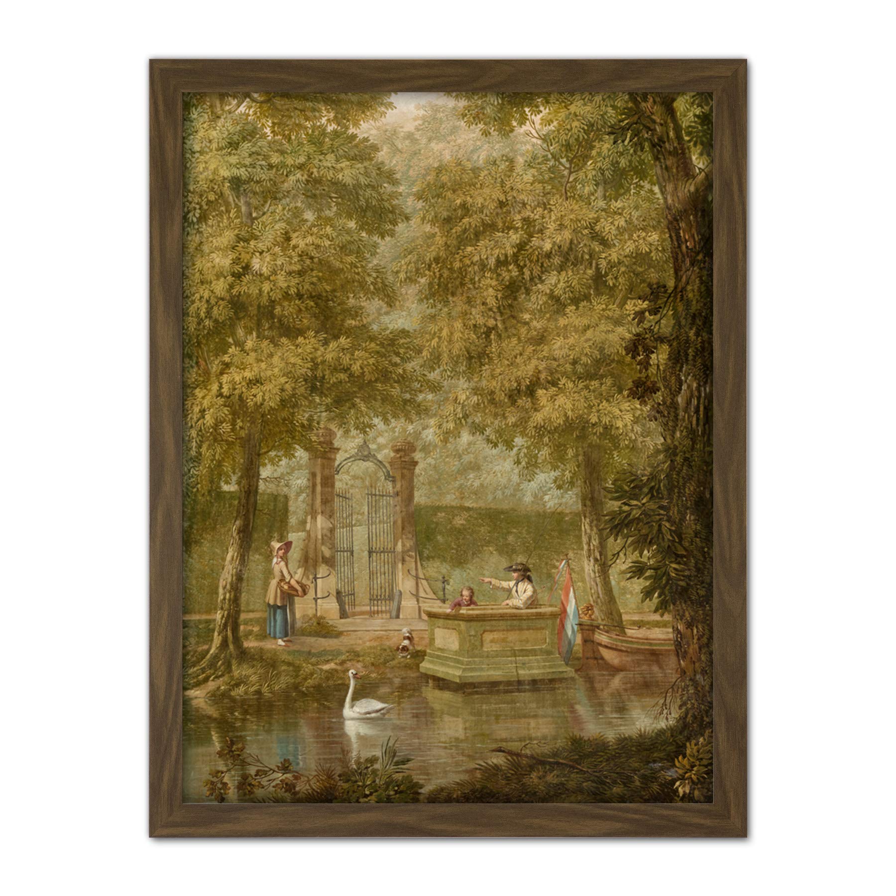 Artery8 Andriessen Dutch Landscape River Boat Painting Artwork Framed Wall Art Print 18X24 Inch