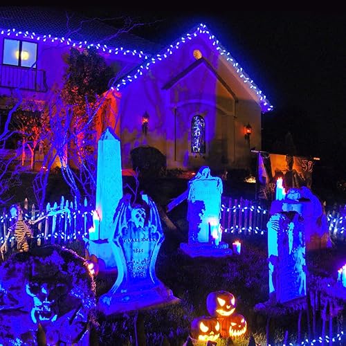 Miniatura 4 de JMEXSUSS Paquete de 2 tiras de 200 luces LED solares/2 paquetes de 100 luces LED color azul