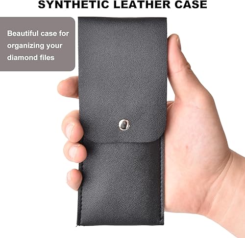 Miniatura 4 de 10 limas de aguja de acero, empaquetadas en funda de cuero sintético, para trabajos de lijado de alta precisión en madera y plástico tallado