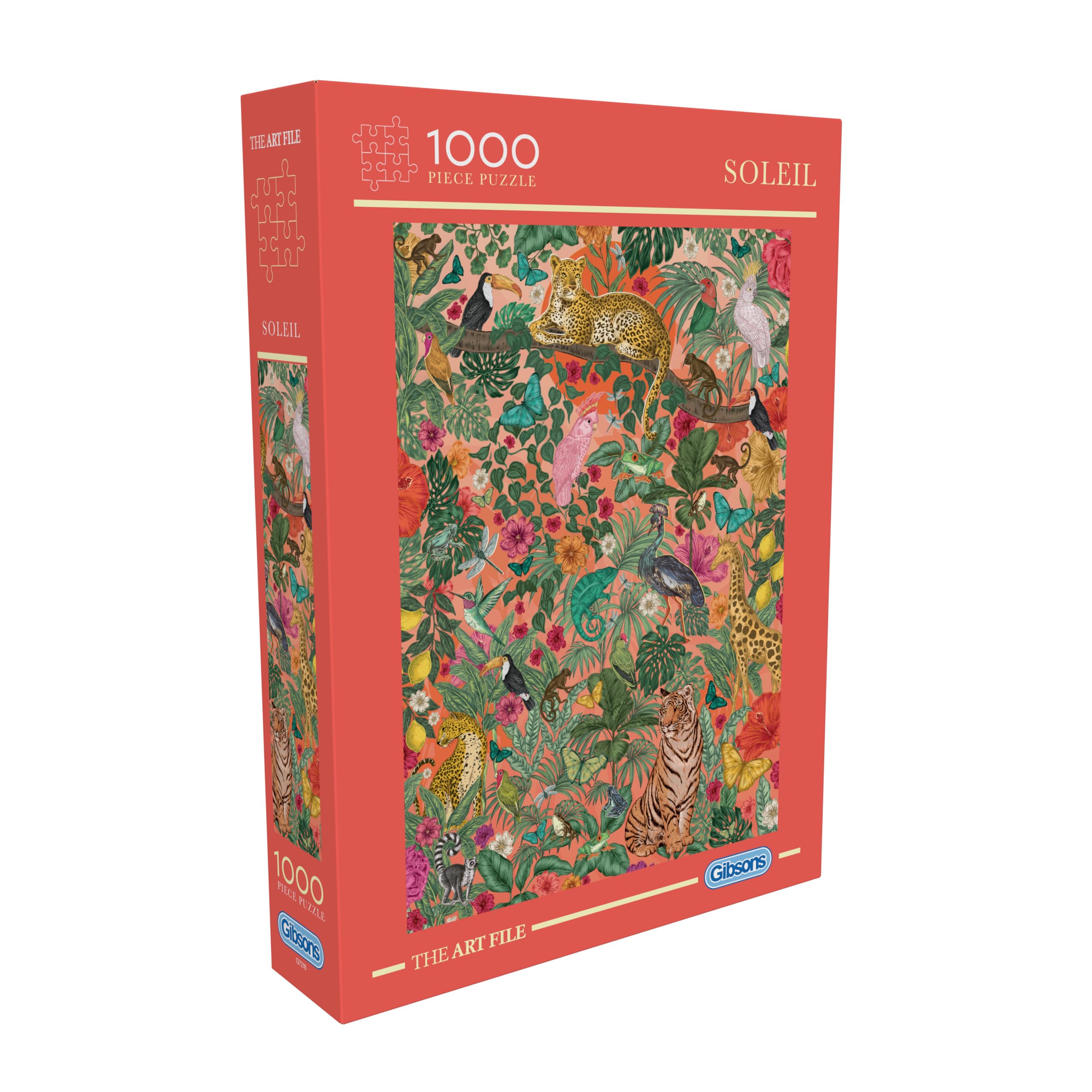 Gibsons The Art File Soleil 1000 Piece Jigsaw Puzzle for Adults – Jungle Animals Artwork, Sustainable Thick Board, Premium Quality, Made from 100% Recycled Materials, for Puzzle Enthusiasts