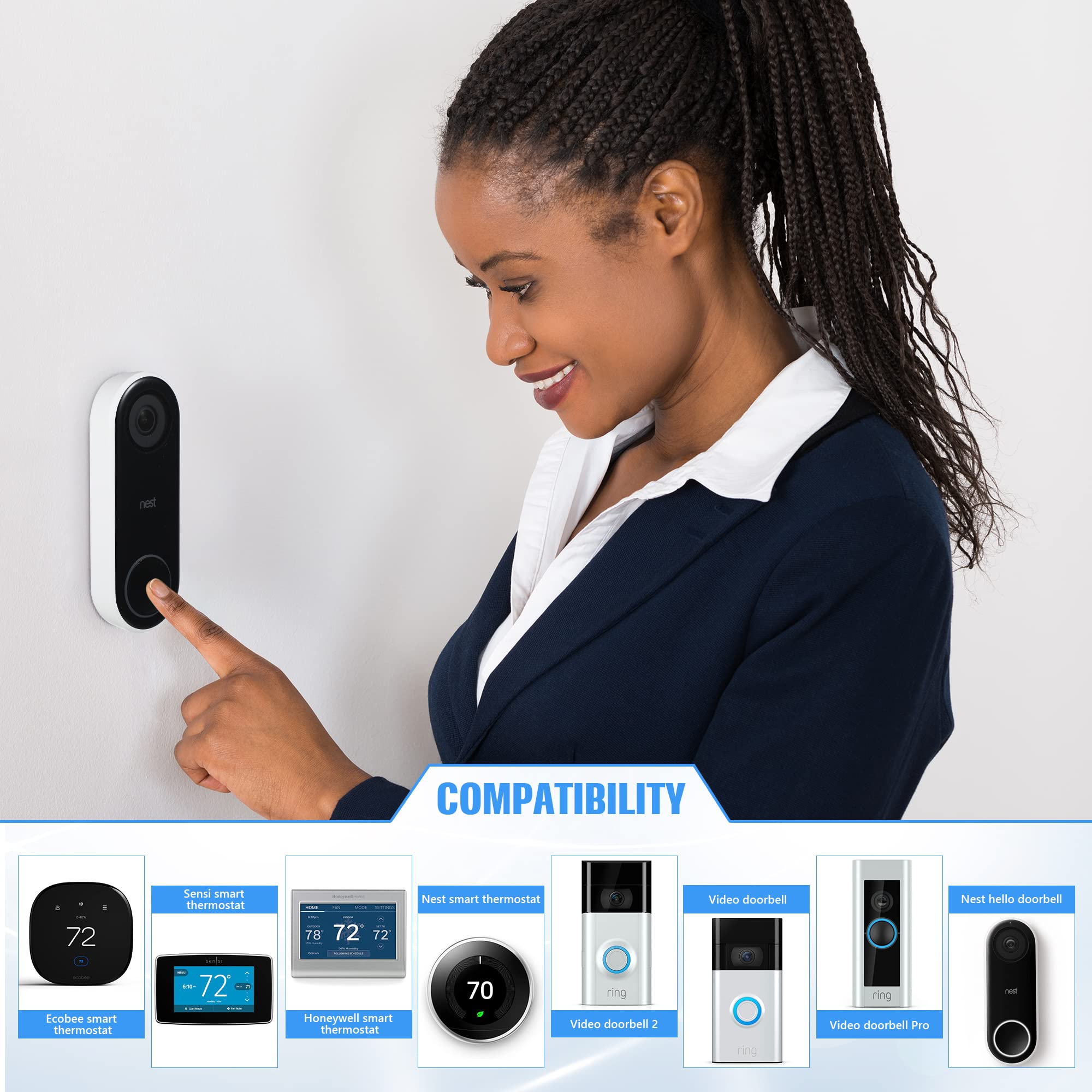 Feekoon 1 Pack 16V 30VA AC Plug In Ring Doorbell