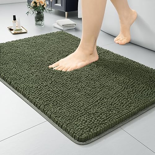 LOCHAS - Tapete peludo, lavable, antideslizante y absorbente de 24 x 36 pulgadas, para baño, bañera o ducha, afelpado, de felpilla, suave, color
