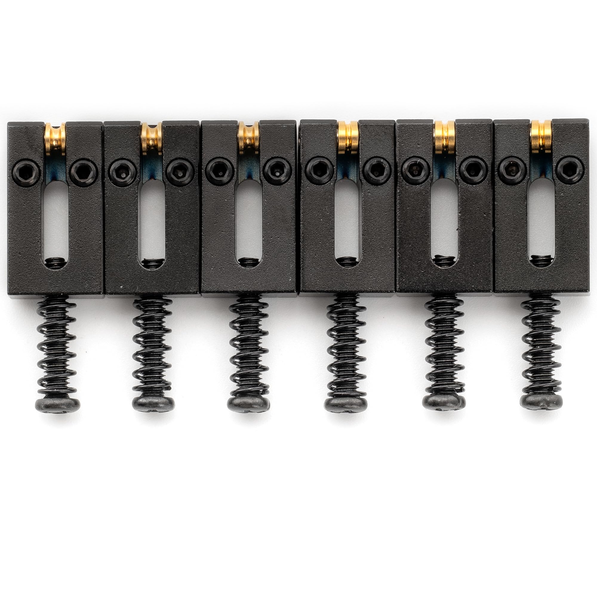 Musiclily Ultra 10.8mm Full Solid Brass Modern Style Roller Saddles for Strat Tele Style Electric Guitar Bridge Black (Set of 6)