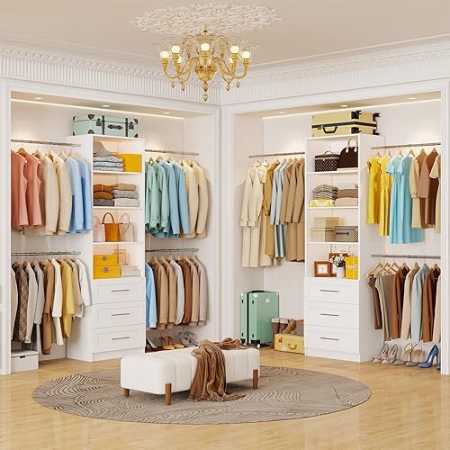 Miniatura 5 de Sistema de armario con 6 cajones, sistema organizador de armario de 5 a 16.6 pies con 8 varillas colgantes expandibles y estantes ajustables,