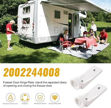 Freezer Door Hinge Plate for Dometic 2002244008 & Instamatic 330019, Fridge Freezer Door Hinge fit for Dometic/Electrolux and Other RV/Camper/Trailer 2-Way and 3-Way Refrigerator Fridge freezers