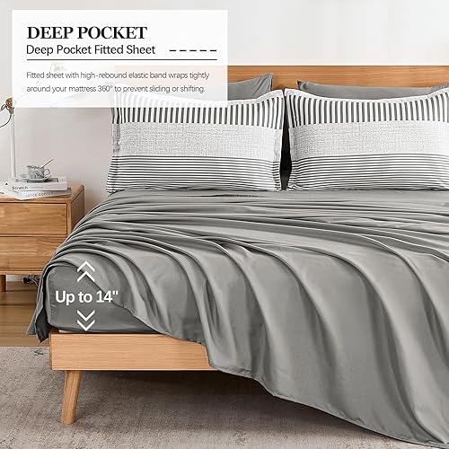 Miniatura 6 de Juego de edredón de tamaño matrimonial para dormitorio universitario, juego de edredón a rayas para niños, juego de edredón cómodo de estilo neutro