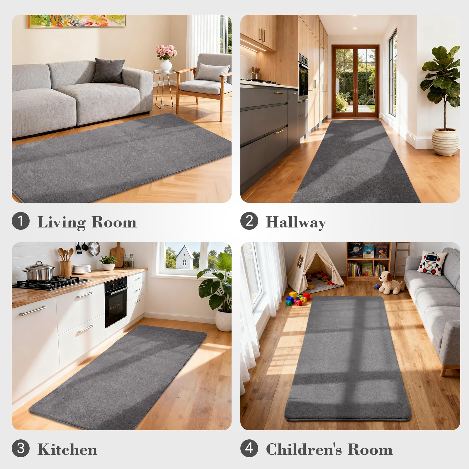 Alfombra de salón, de pelo corto, decoración para salón, mullida, suave, lavable y antideslizante, moderna alfombra monocromática para dormitorio, habitación de los niños, alfombra de cama, 240 x 340