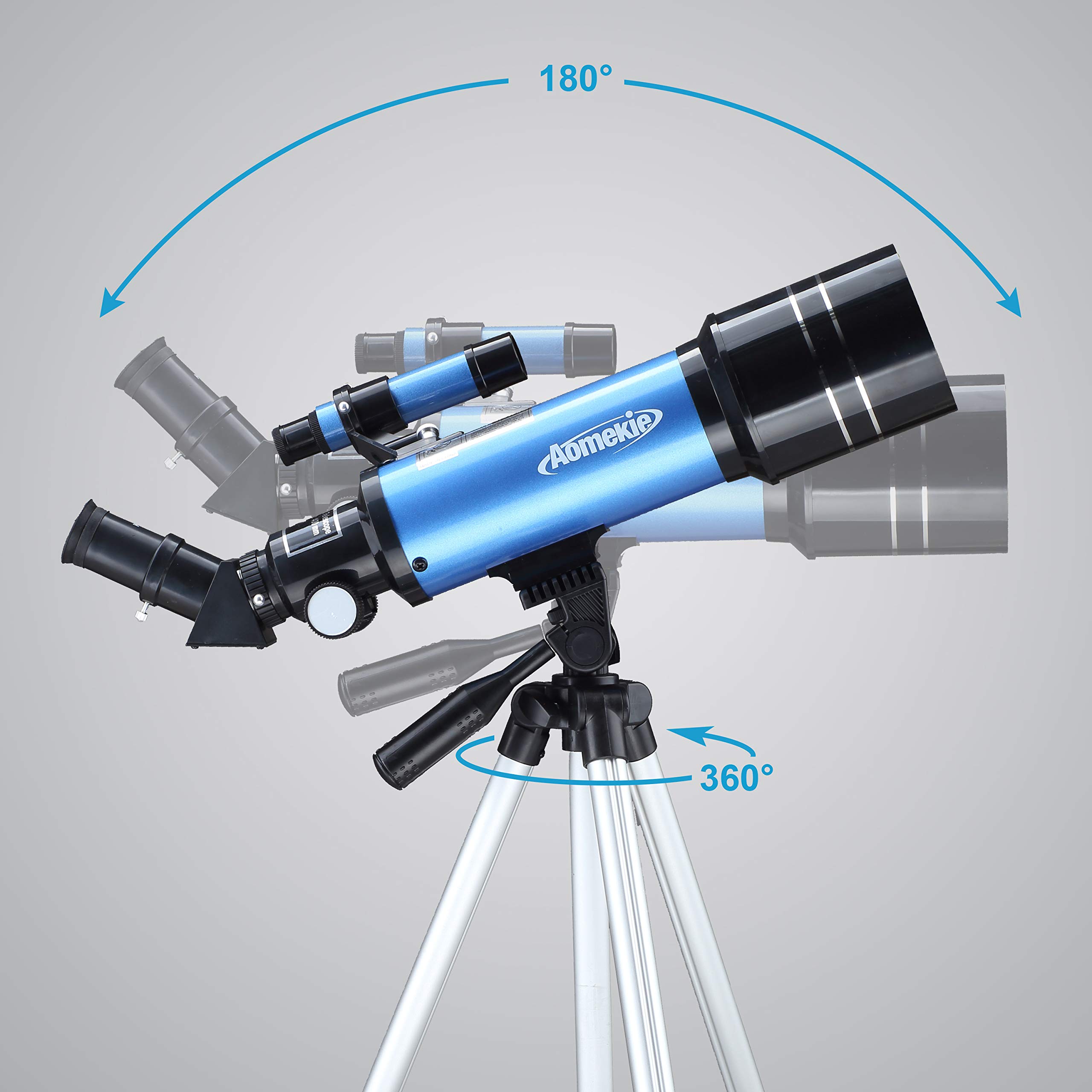 Aomekie Télescope Enfant Adulte 400/70mm Lunette Astronomique Réfracteur avec Adaptateur de Téléphone Trépied Ajustable et Chercheur pour Débutants et Amateurs pour Observer la Lune