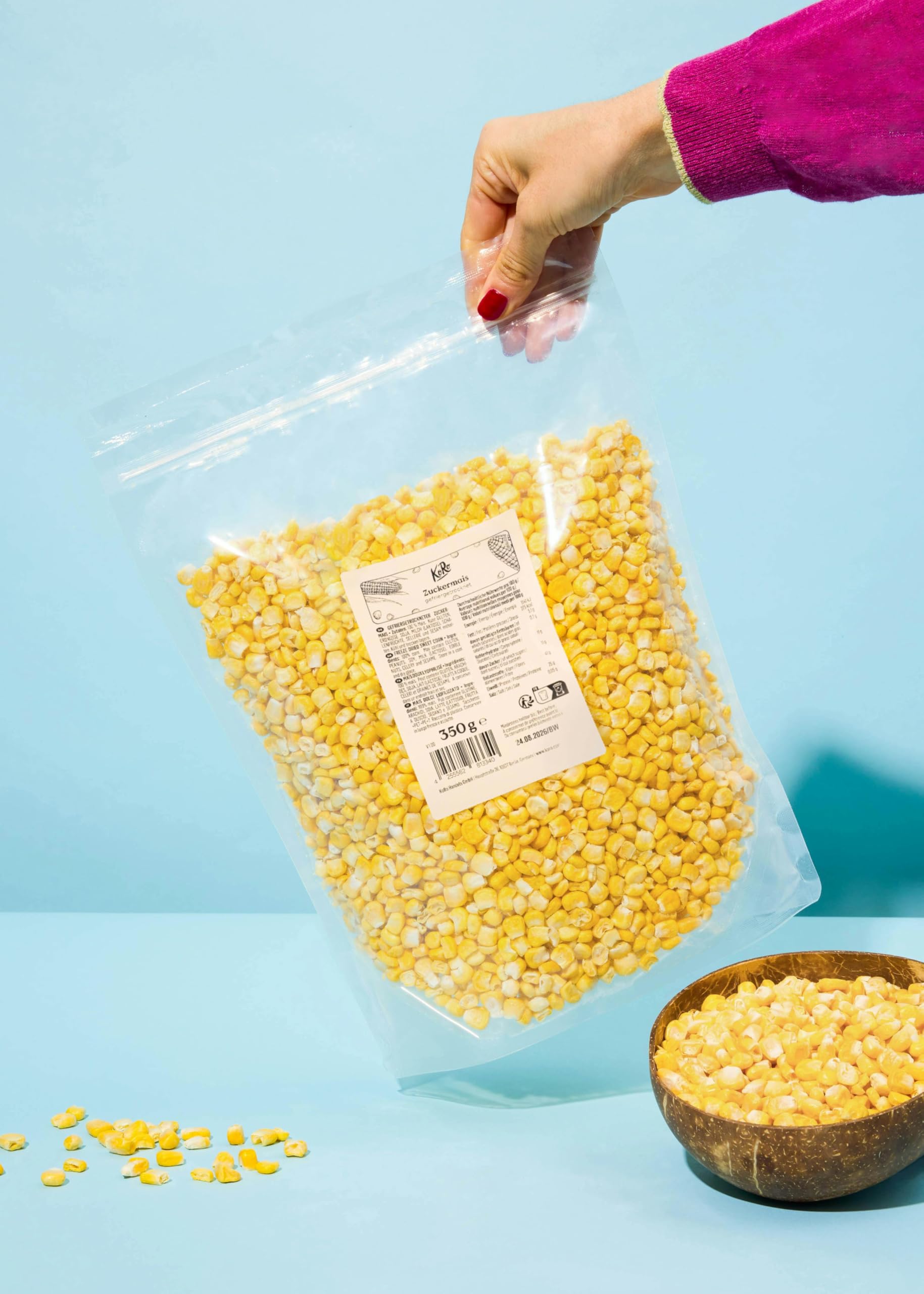 KoRo - Mais liofilizzato 350 g - al posto di popcorn o crostini - in zuppe, insalate e vellutate