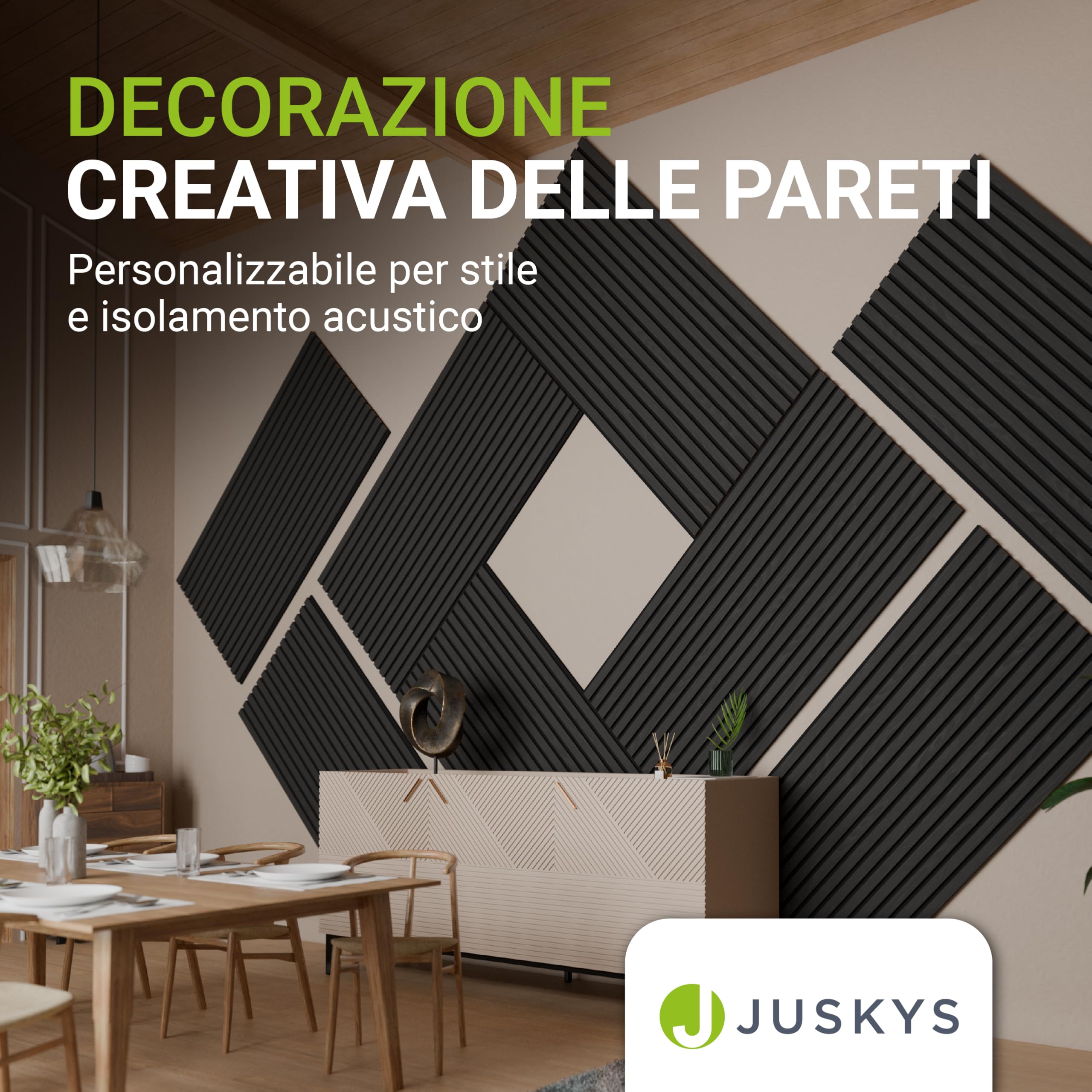 Juskys Pannelli acustici da Parete, Set da 4, 120x60 cm, 2,88 m², riduce eco e rumore - Grigio scuro
