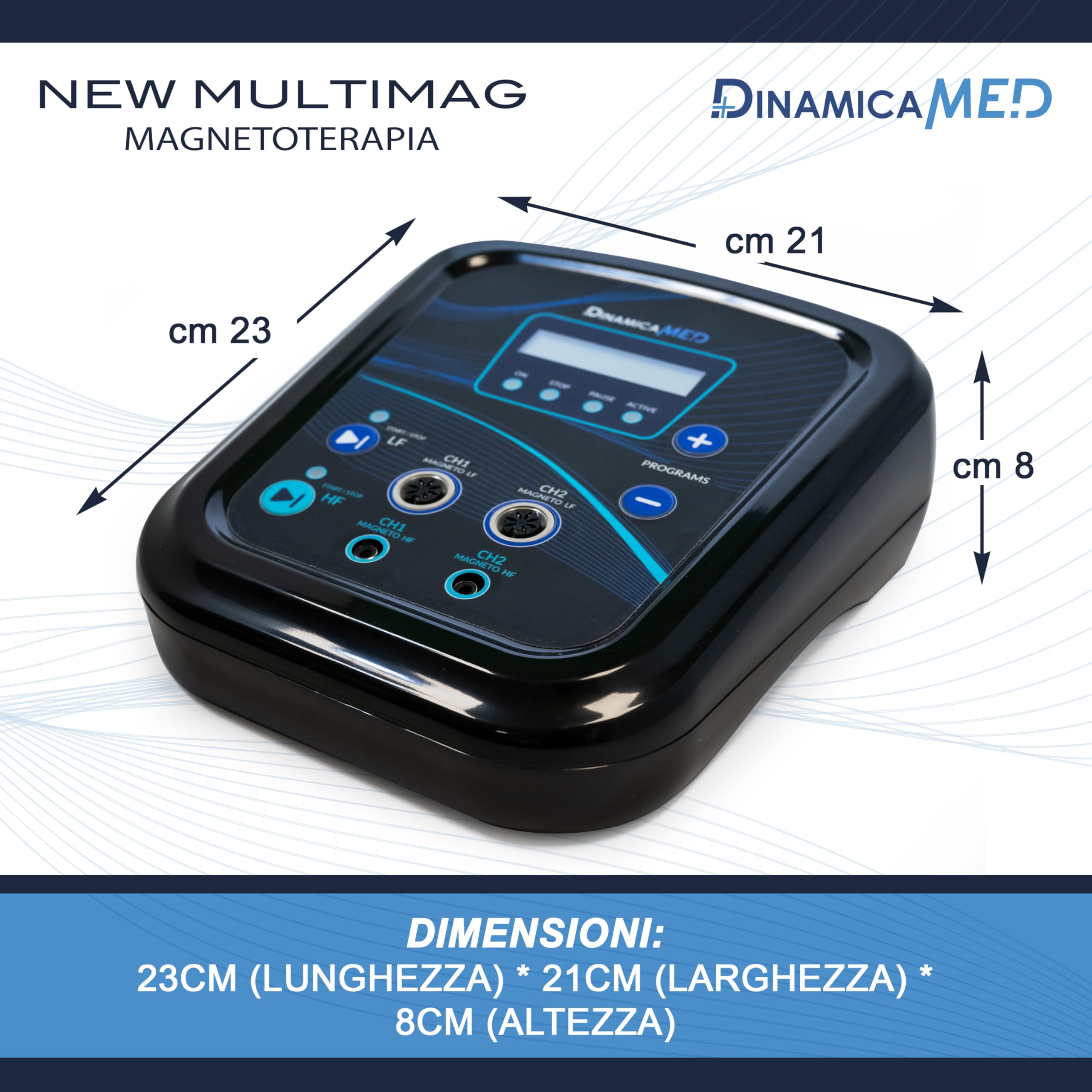 Dinamicamed New MultiMag PRO 1.0 Apparecchio per Magnetoterapia, Magnetoterapia con 1 Diffusore in Tessuto ad Alta Frequenza (HF)