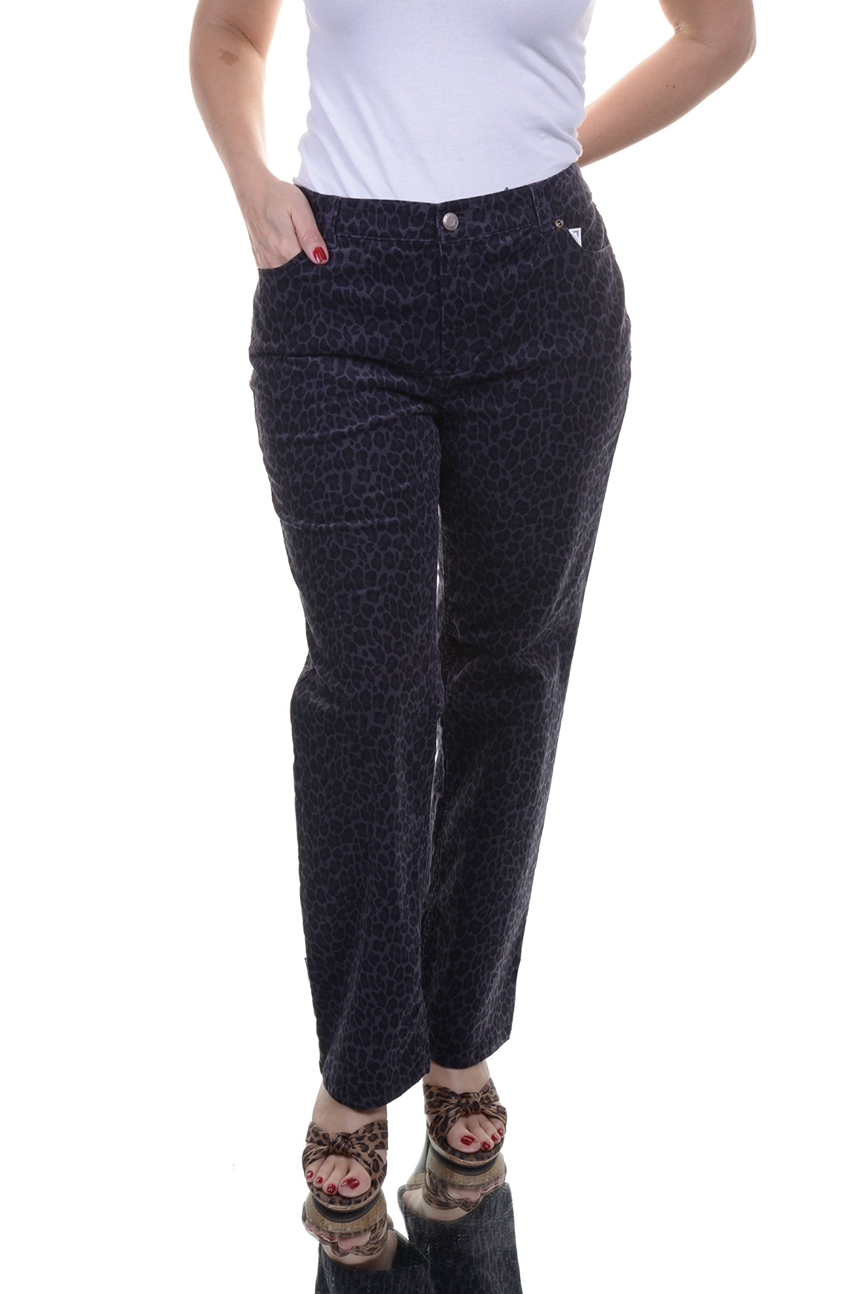 Charter Club Womens Animal Pattern Corduroy Pants 16P Deep Black