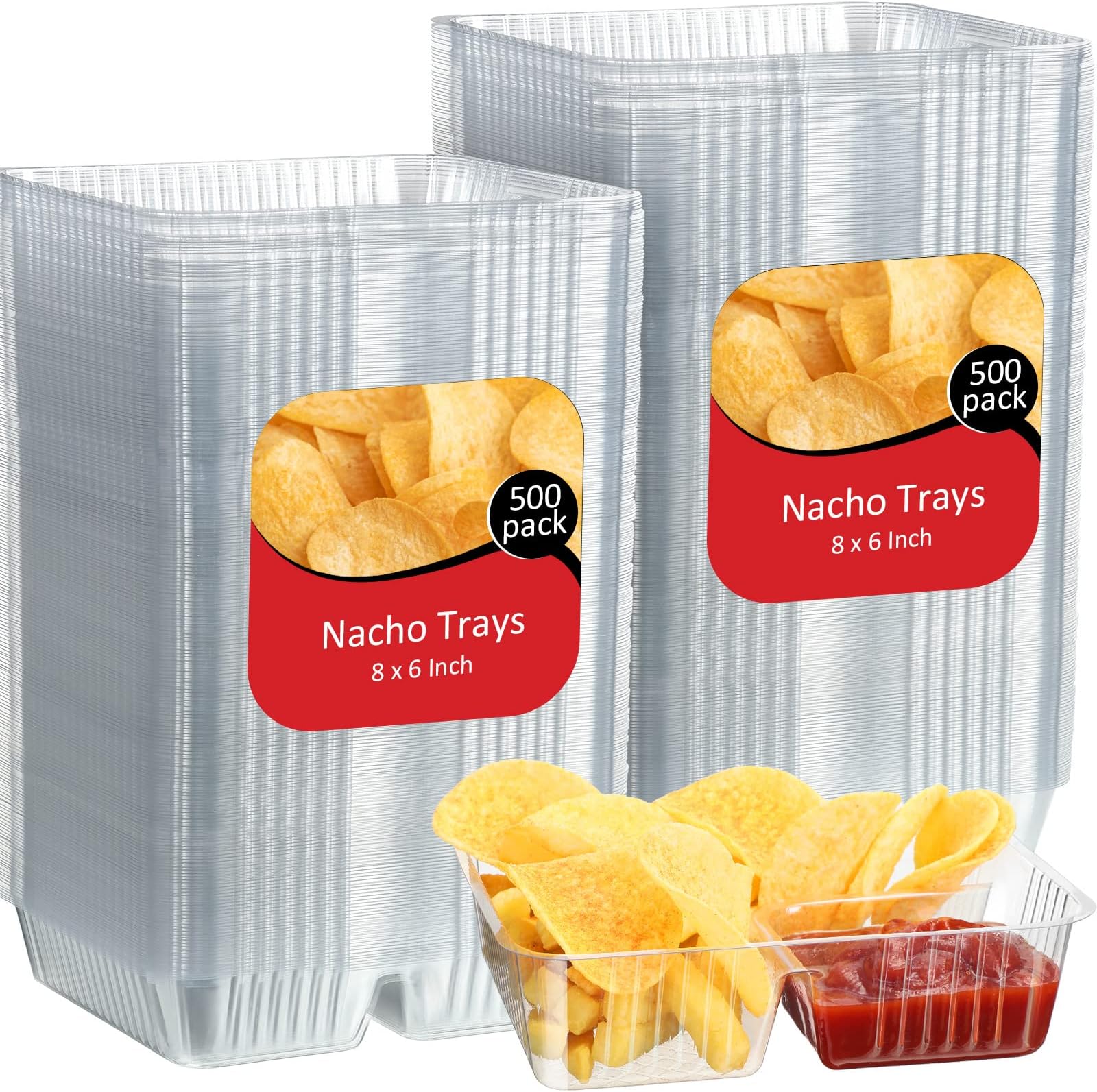 500 Pcs Nacho Trays 20 oz 8 x 6 Inch Disposable 2