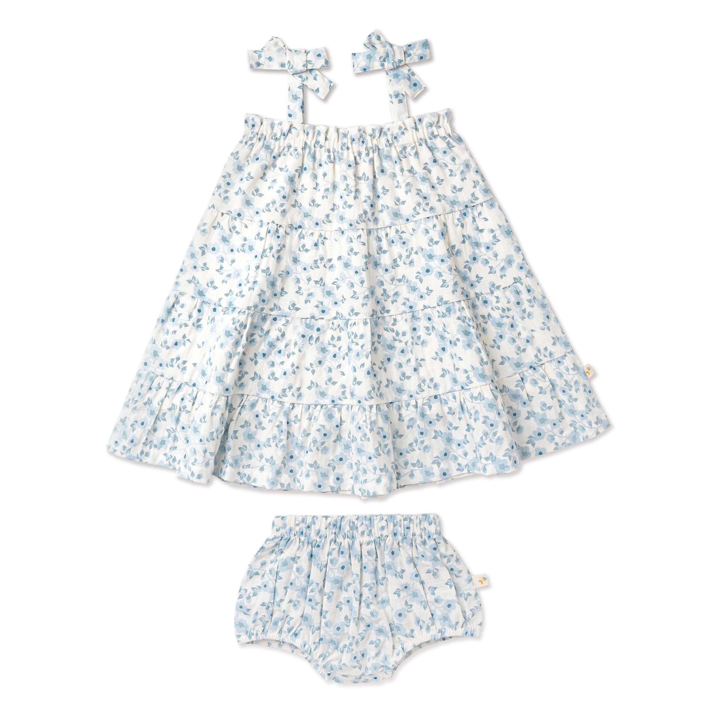 MakeMake Organics GOTS Certified Organic Cotton Infant Baby Toddler Layered Strap Dress