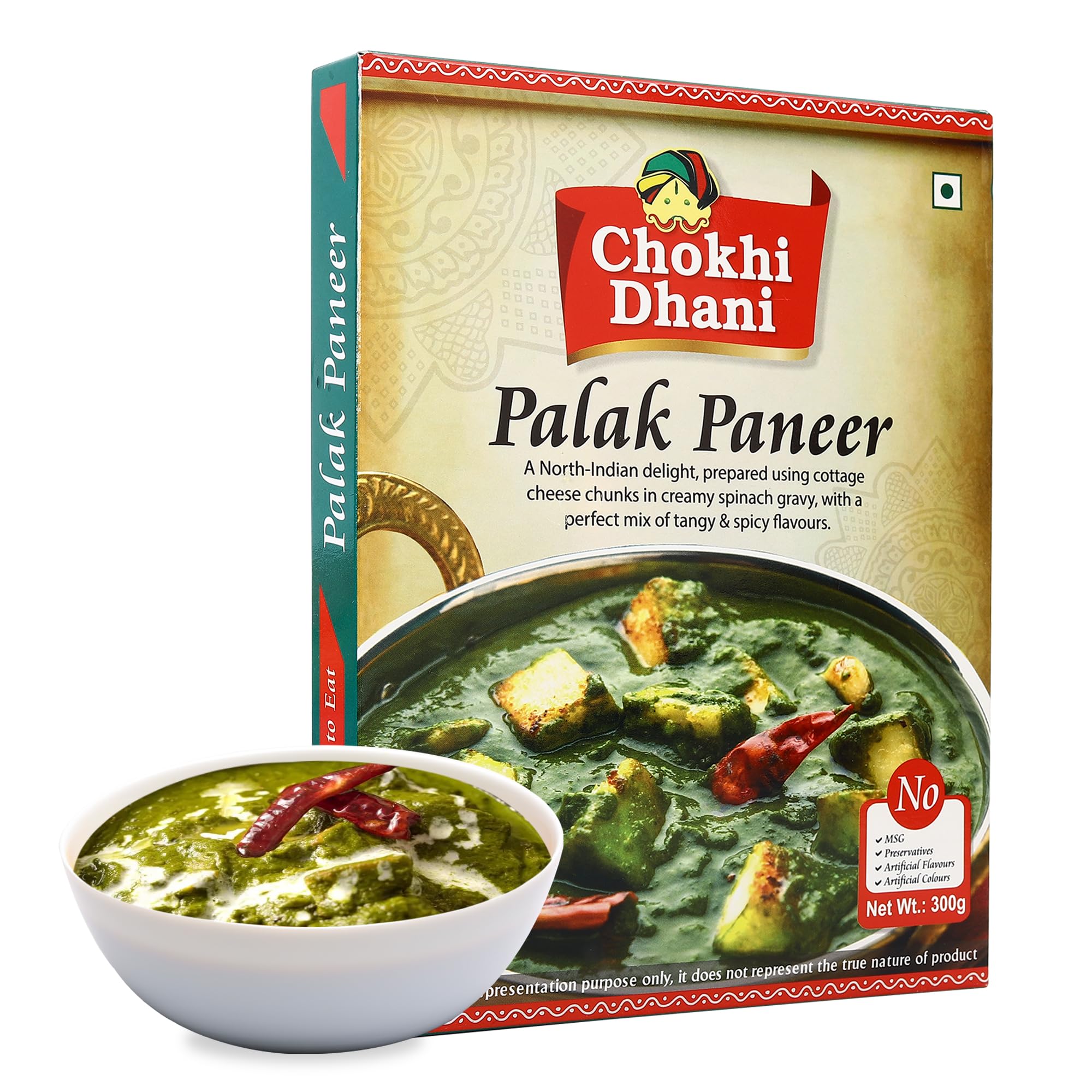 Chokhi Dhani Ready to Eat Palak Paneer, Just Heat & Eat, Microwavable, (Pack of 1, 300g)