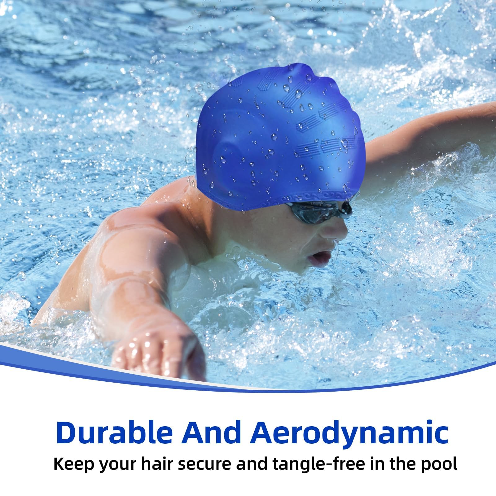Cuffia Da Nuoto In Silicone 3D Con Protezione Orecchie Integrata - Set Da 3 (Blu, Nero, Rosa) - Impermeabile, Ecologica, Per Capelli Lunghi E Corti - Uomo E Donna