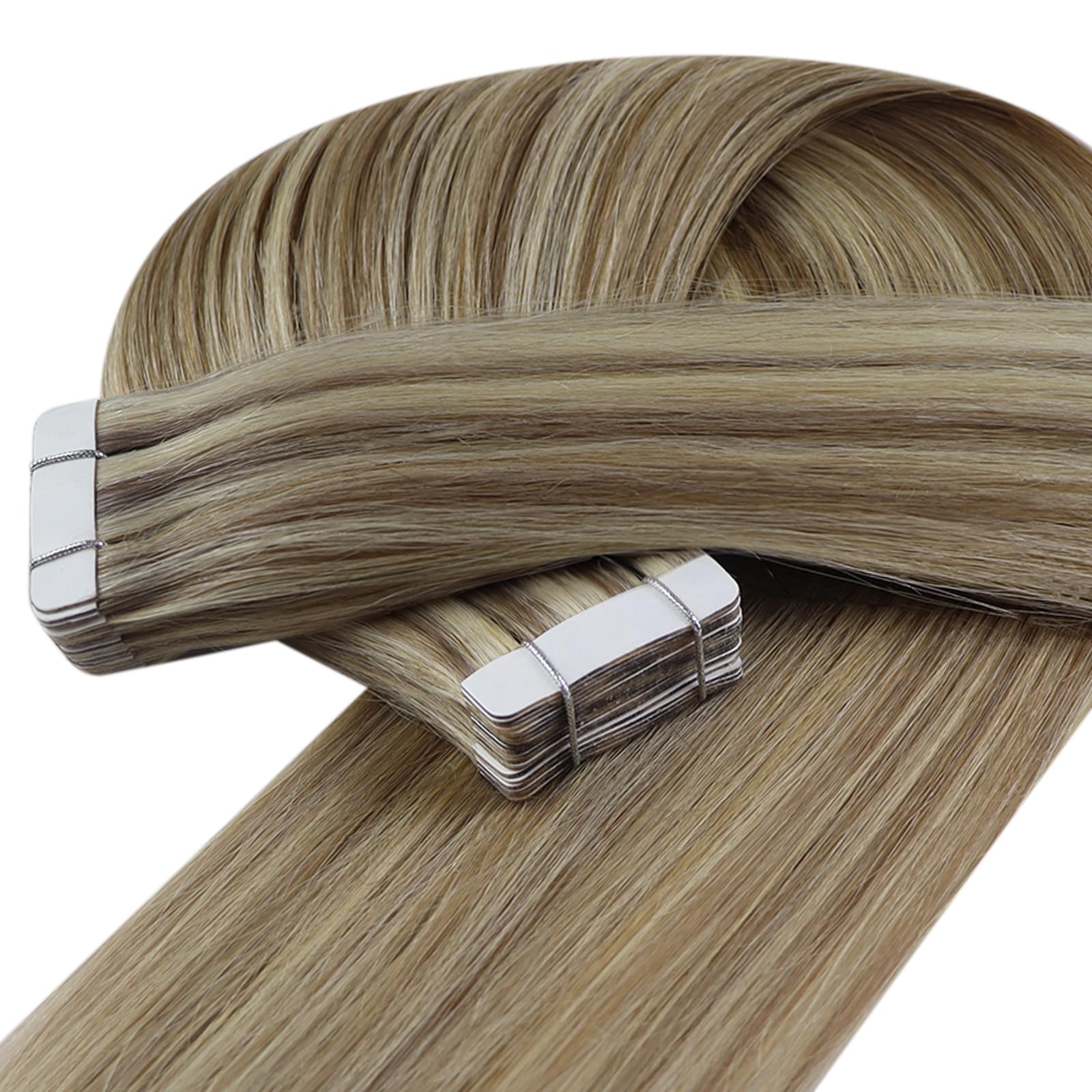 YoungSee Tape Hair Extensions Platinum Blonde 16In Tape in Hair Extensions Real Human Hair for Women 20pcs 50g Easy to Wear Hair Tape-in Extensions Blonde — view 65