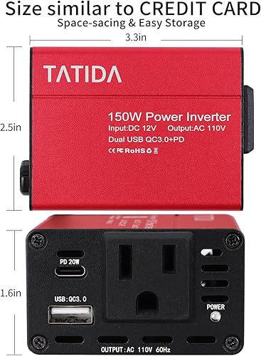 Miniatura 3 de 300 W inversor de corriente modificado convertidor de onda sinusoidal para el hogar coche RV con tomas de CA convertidor DC 12 V en a AC 117 V hacia
