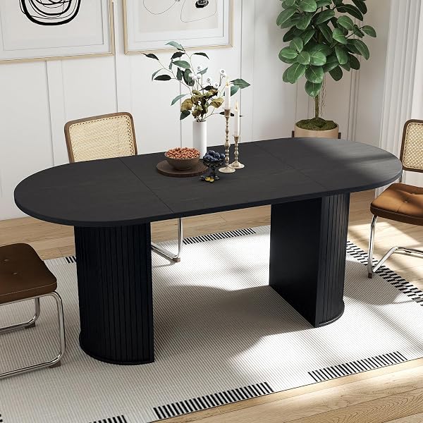 Graceful Oval Kitchen Table Ideas for Stylish Dining 47 Modern Black Oval Table with Cylindrical Legs