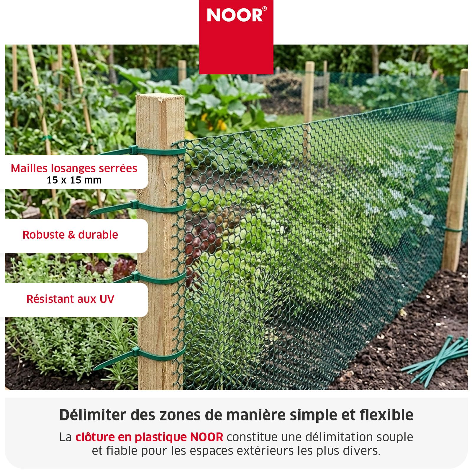 NOOR Clôture en Rouleau - Plastique HDPE 290 g/m² - 1 x 10 m Vert