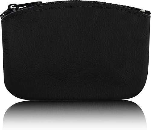 Nabob Leather - Monedero de cuero genuino con cremallera fabricado en Estados Unidos