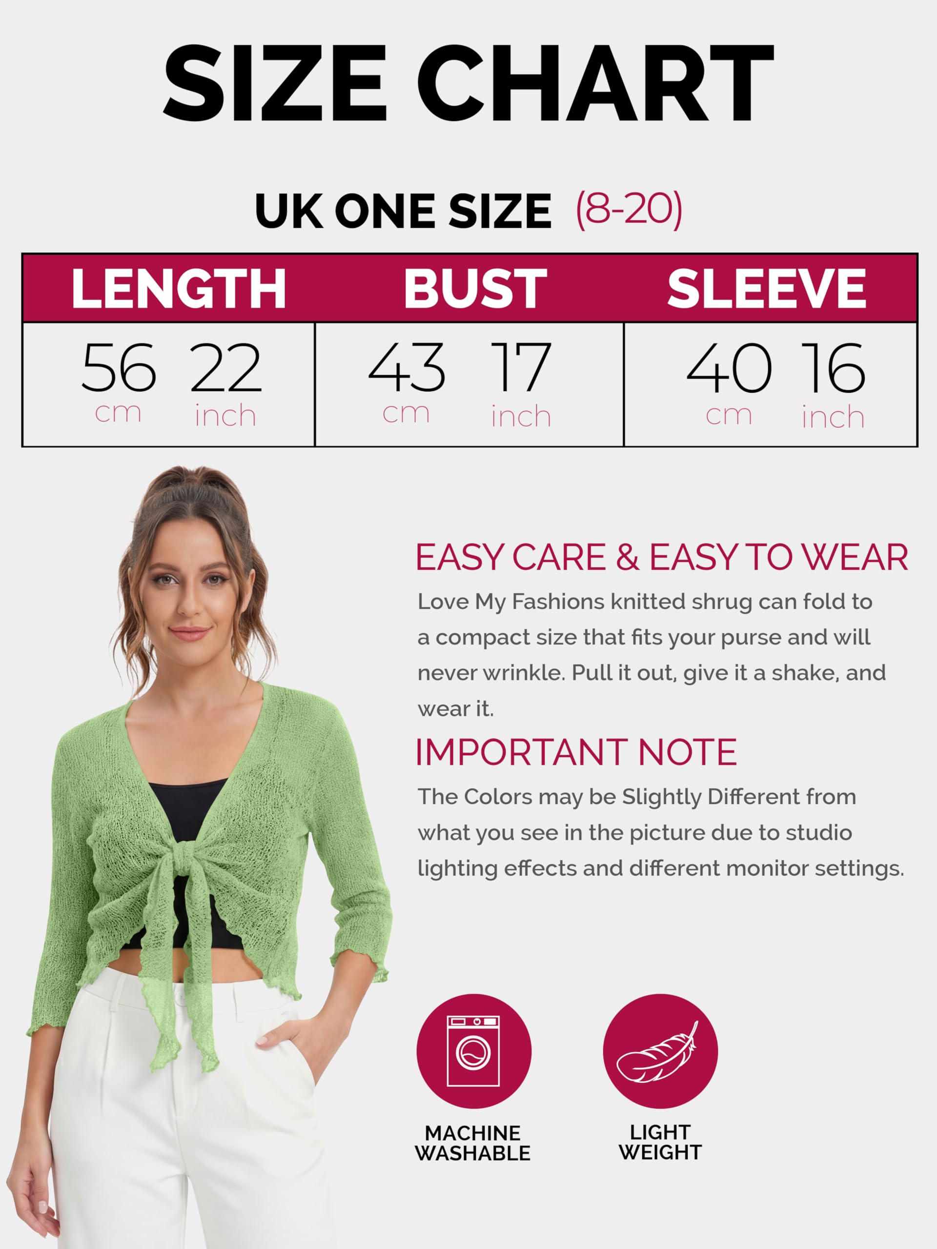Love My Fashions Camicetta per Donna a Rete Lavorata a Maglia Corta con Allacciatura Coprispalle, Manica a 3/4 Cardigan Elasticizzato Camicetta Leggera