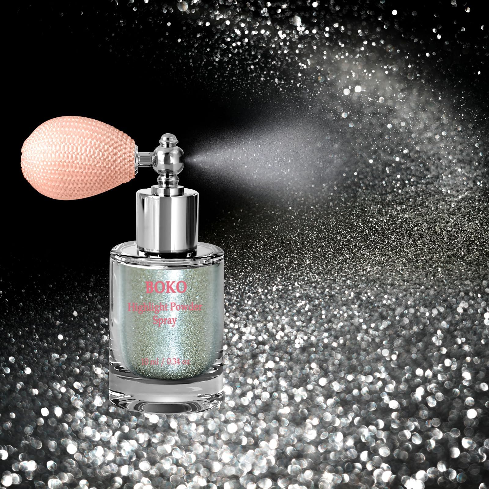 Boko Body Glitter Spray, Glitter Spray for Sparkling Body Face Hair Nail Clothes, Hair Glitter Spray Body Shimmer Powder for Highlighter Makeup Festival Party Concert Rave Accessories