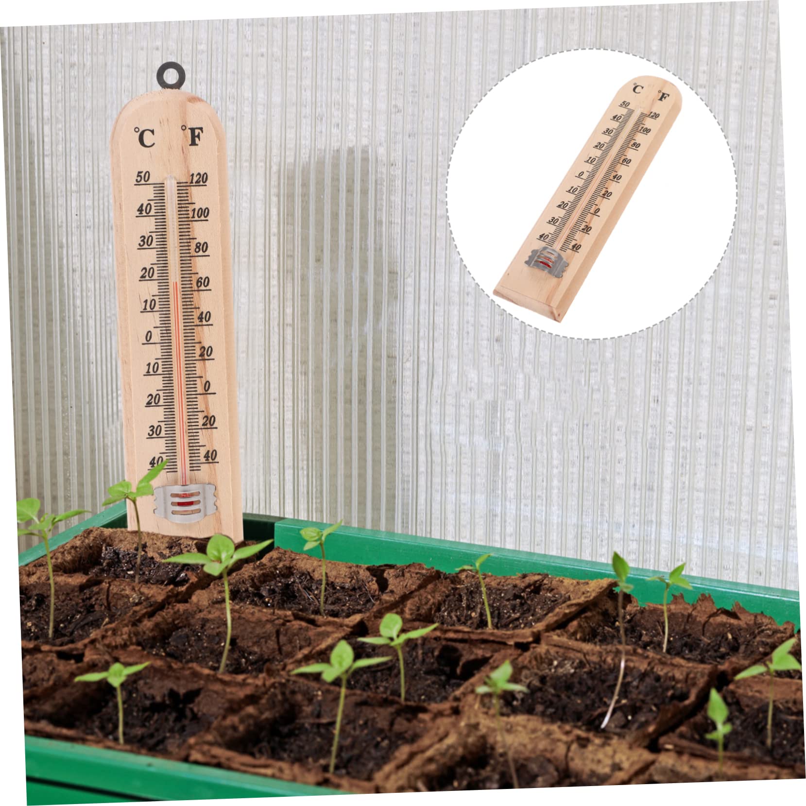 Termometro per Interni ed Esterni in Vetro Supporto a Parete, Misuratore di Temperatura Preciso in Legno Naturale, Set da 3 Pezzi per Casa, Giardino e Cameretta Ragazzo Ragazza