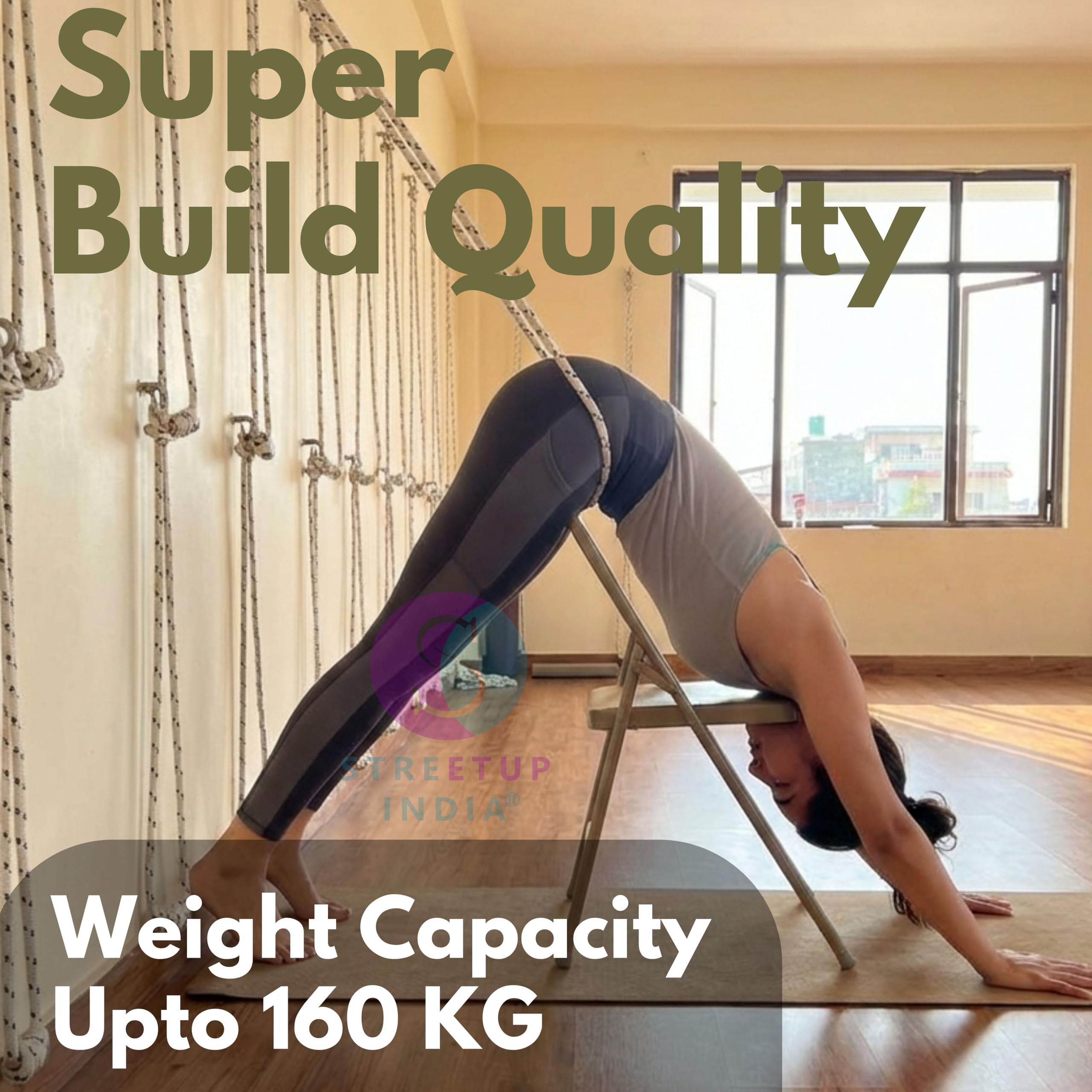 Streetup India® Cotton Wall Ropes Set of 4 for Iyengar/Restorative Yoga| Anti-Gravity White (With Fastner) 2