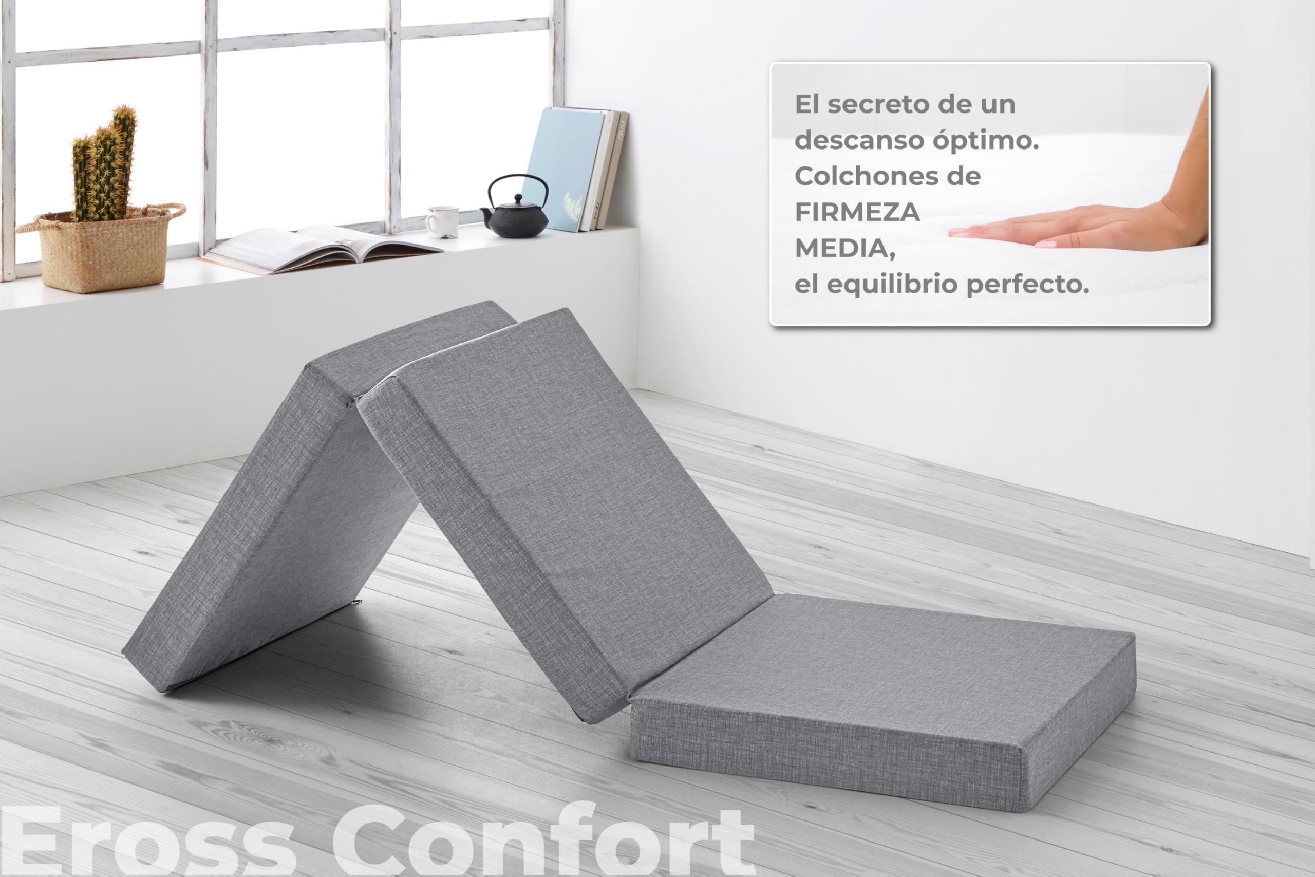 Colchón Plegable Furgonetas Camper, Espuma HD de Memoria. Colchón Plegable Invitados Muy Versátil Transpirable Funda Lavable Altura 10 cm