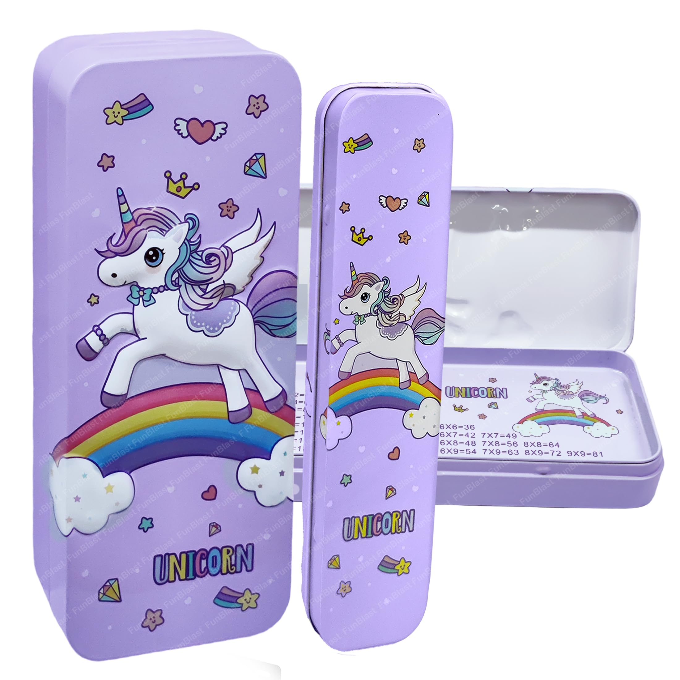 FunBlast Unicorn Pencil Box for Girls – Metal Pencil Box for Kids, Double Layer Metal Pencil Case, Stationery Organizer Box, Pen & Pencil Box for School Kids, Unicorn Gifts for Girls (Purple) (B0CJVFLF57) Amazon Price History, Amazon Price Tracker