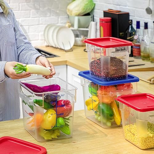Miniatura 10 de Lallisa 4 recipientes de almacenamiento de alimentos con básculas de 4 cuartos y 8 cuartos de galón cuadrados con tapas y asas, recipientes