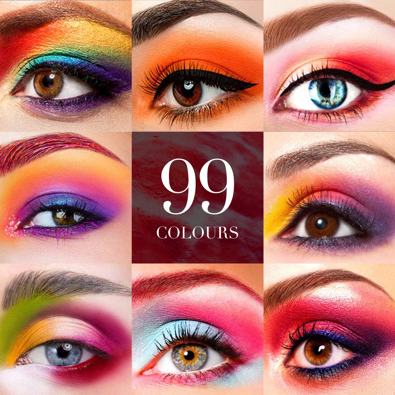 Paleta de sombra de ojos de 99 colores, paleta de sombra de ojos colorida, paleta de maquillaje profesional de arcoíris con purpurina mate, colorida de larga duración, altamente pigmentada, regalos 2