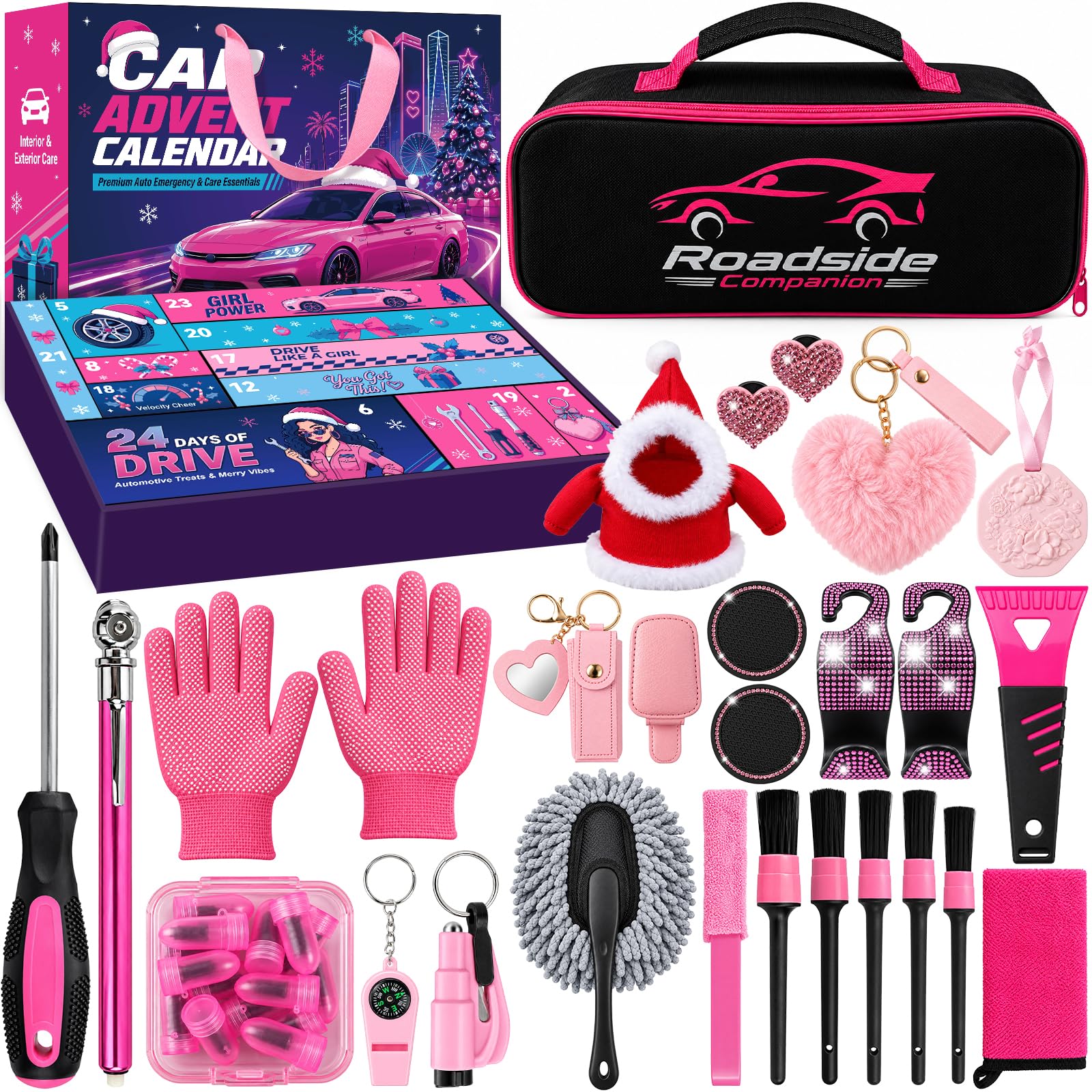 iZoeL Calendario Avvento Donna Accessori Auto, Regalo Natale Auto Attrezzi | Accessori Auto Pulizia Emergenza Decorazioni Interno, Calendario Avvento 2026 Donna Regalo Natale per Moglie Fidanzata Figlia
