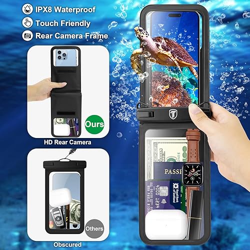 Miniatura 5 de Tekcoo - Funda impermeable desmontable doble espacio para teléfono IPX8, bolsa seca para iPhone 171615141312Pro MaxAirProXrXsSE, Galaxy