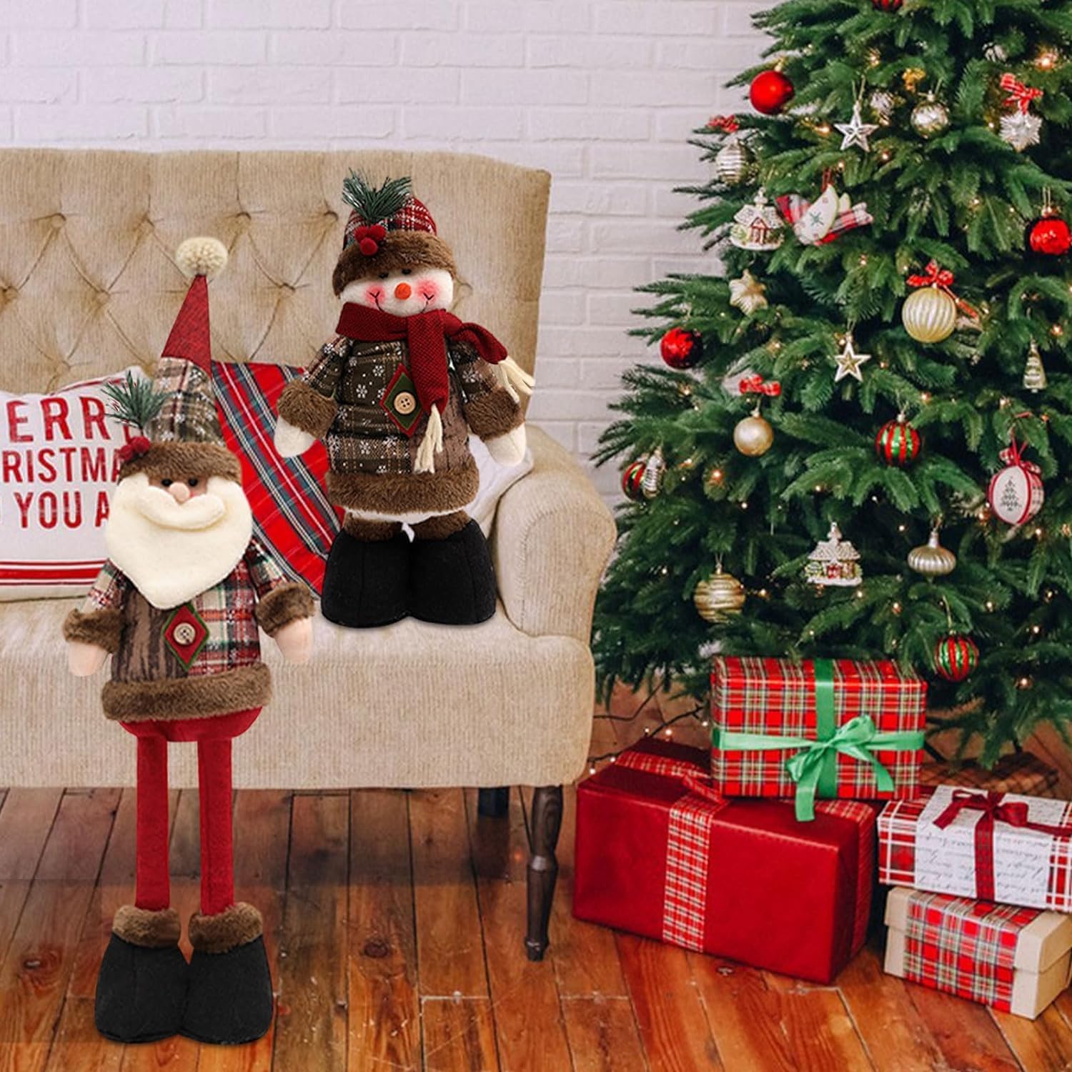 Gamba lunga elastica in peluche, gnomo decorazioni natalizie regolabili, gnomi natalizi ornamenti natalizi carino Babbo Natale pupazzo di neve renna per set di decorazioni da tavolo in
