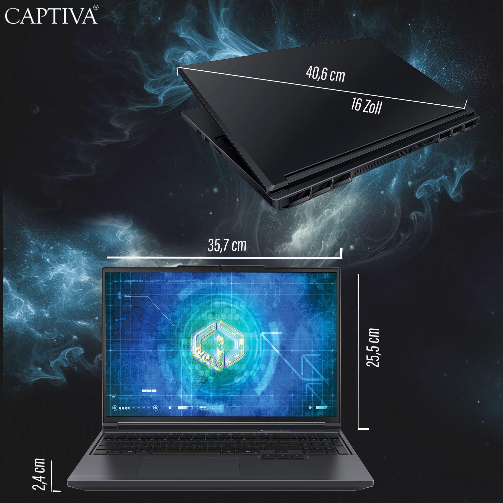 Captiva Notebook Highend Gaming I95-181GE | Intel Core i9 14900HX | 64GB DDR5 RAM | NVIDIA GeForce RTX 5070 Ti 12GB | 2 TB SSD | 16 Zoll WQXGA 300Hz | Windows 11 Home