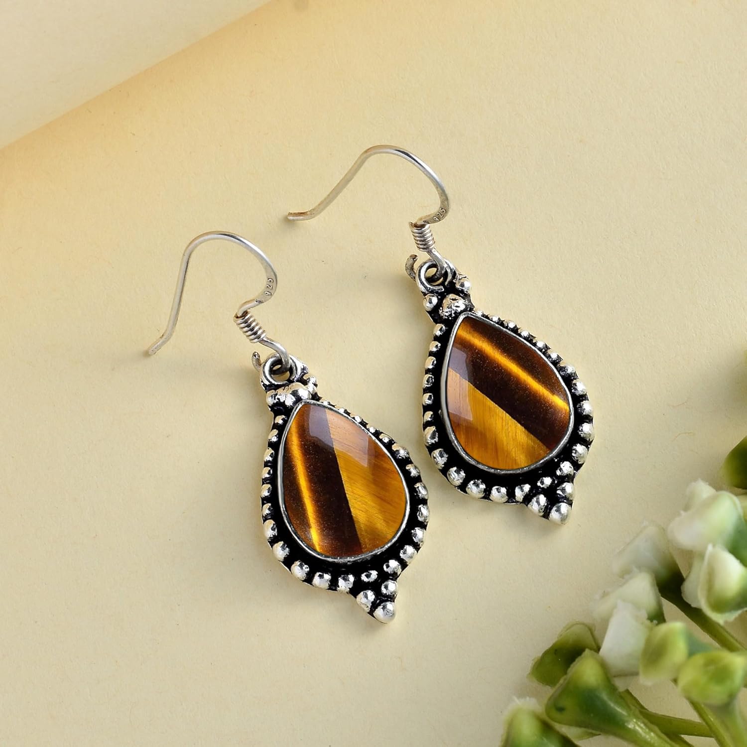 Gifts For Mom Wife- 9.50-13.30 Cts Pear Shaped Natural Gemstone Dangle Drop Handmade Birthstone Earrings Silver Overlay Jewelry For Women - Image 4