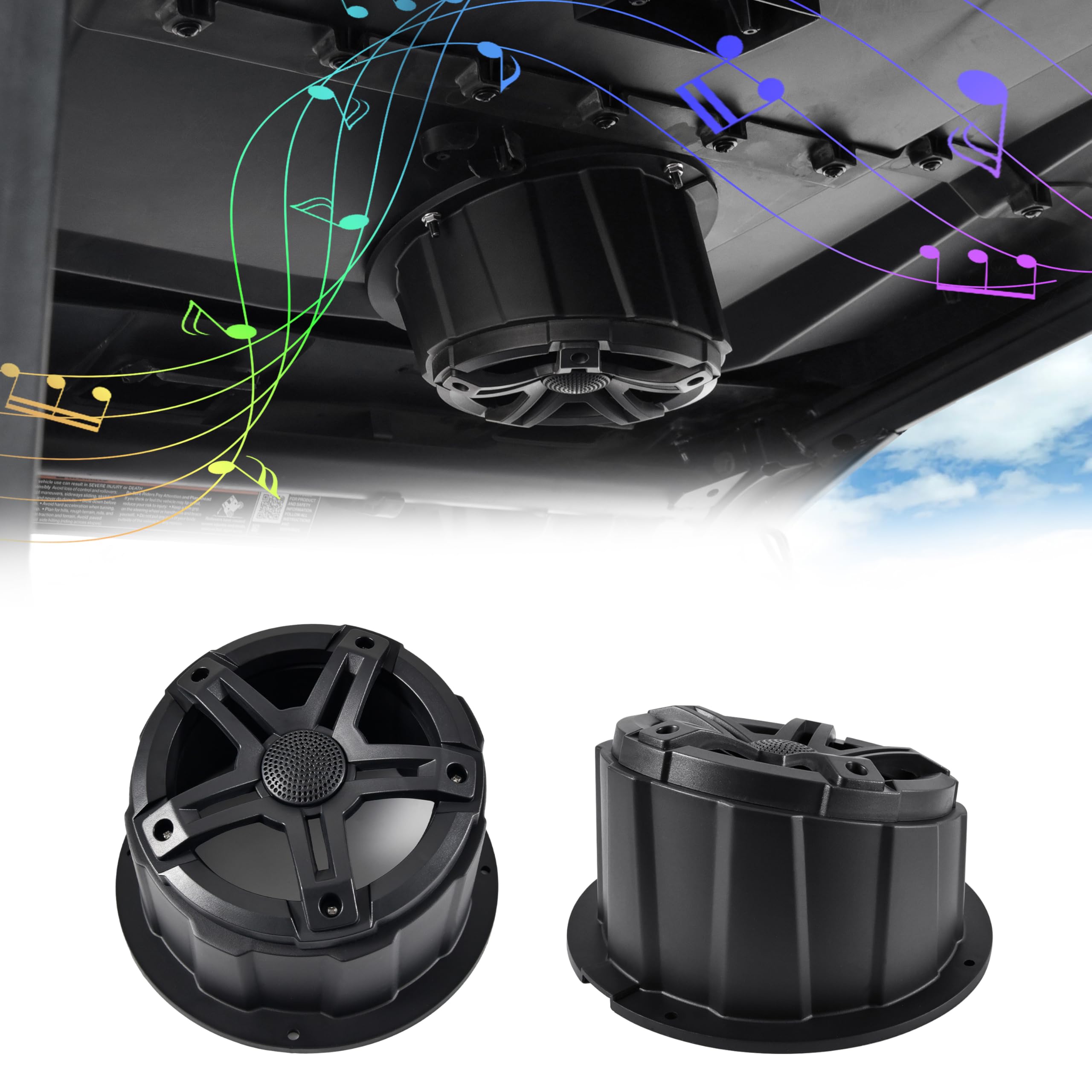 SLORIMOD 6.5 Inch Universal Angled Speaker Enclosures Boxes Pods, 2 PCS 6.5” Pre-Drilled Holes UTV Speaker Pod Holder Mounts for RVs, UTVs, Trunks,