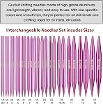 Guclud 4-Inch Interchangeable Circular Knitting Needles Set | US 2.5-15 (3.0-10.0mm) | 13-Pair of Metal Circular Needles | 4 Cables (16", 24", 32", and 40"), Accessories & Case (Purple)