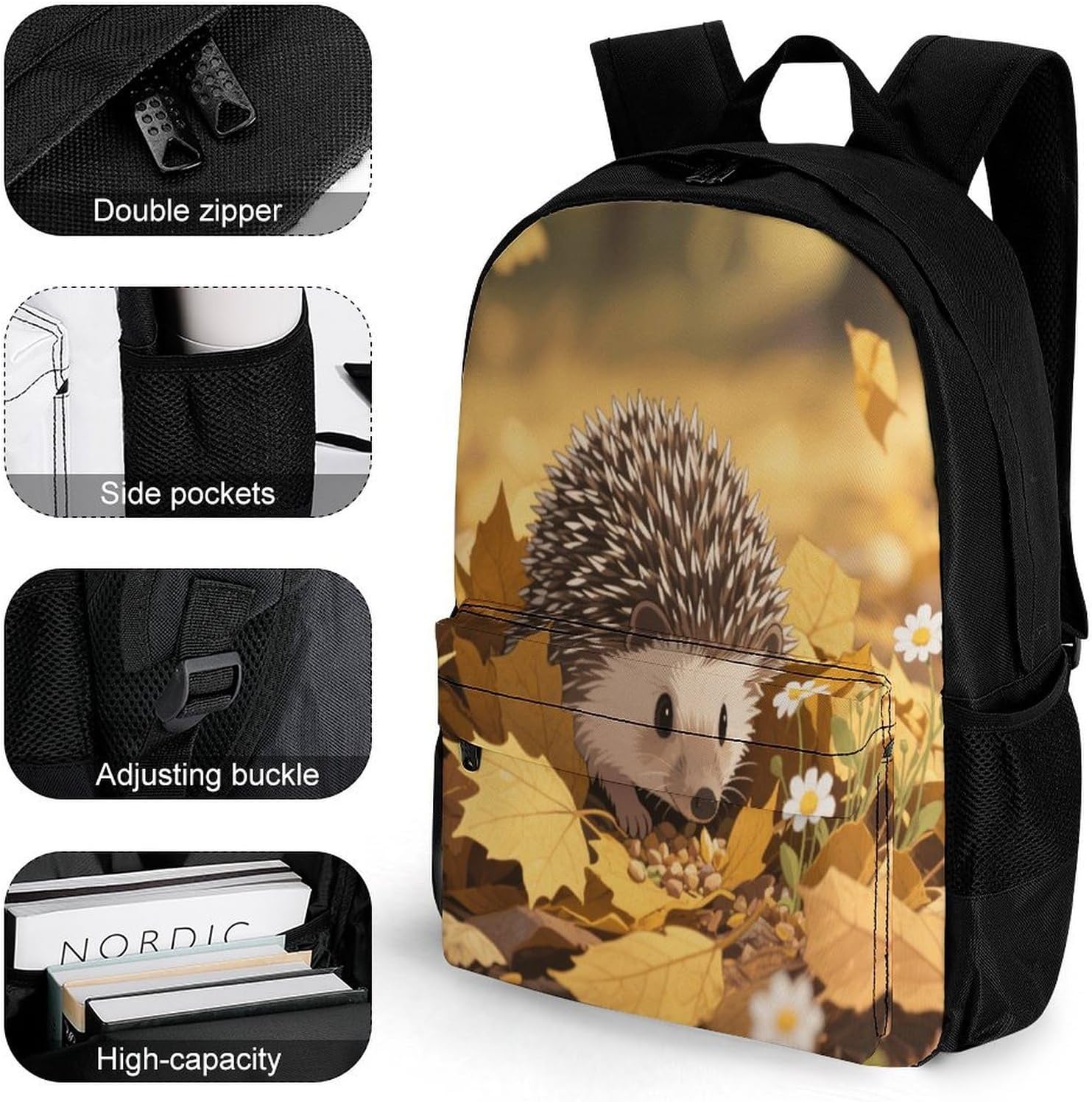 Hedgehog Backpack Daypack Travel Backpack | Lightweight Casual Laptop Backpack for Women Men Aesthetic Travel Bag for Weekender Business Hiking Outdoor