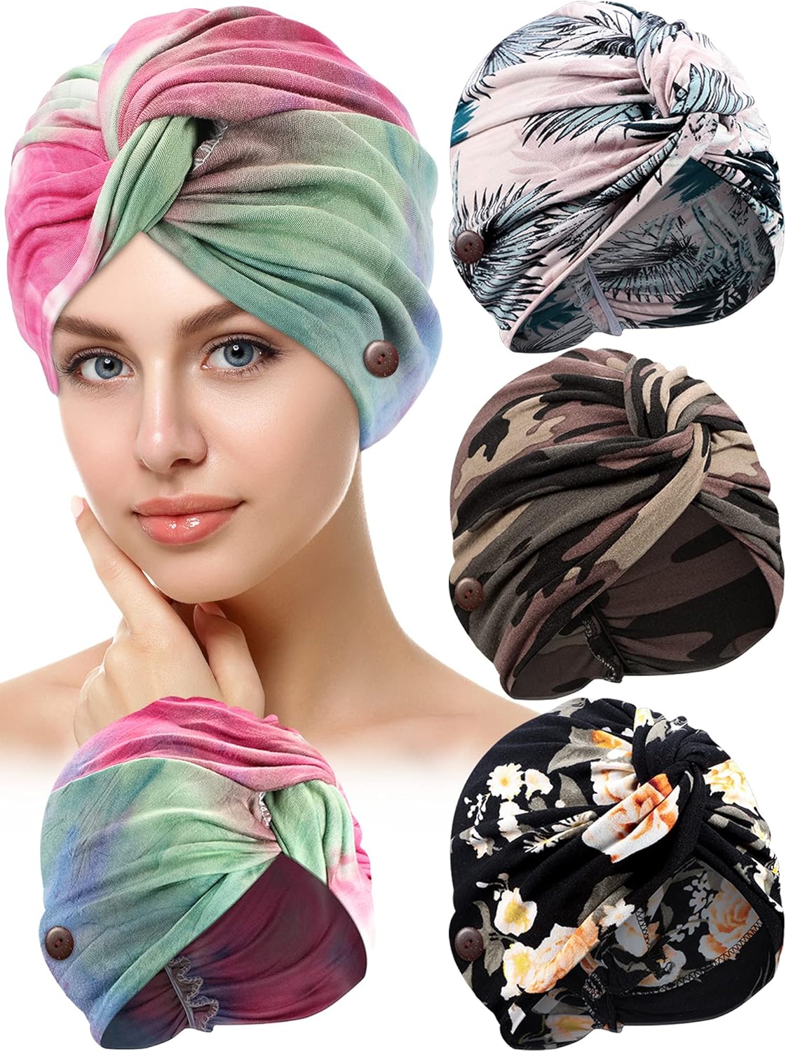 Turbantes Preatados Para Mujer - Pack De 6 Colores, Suaves, Talla única, Ideales Para Diario O Dormir