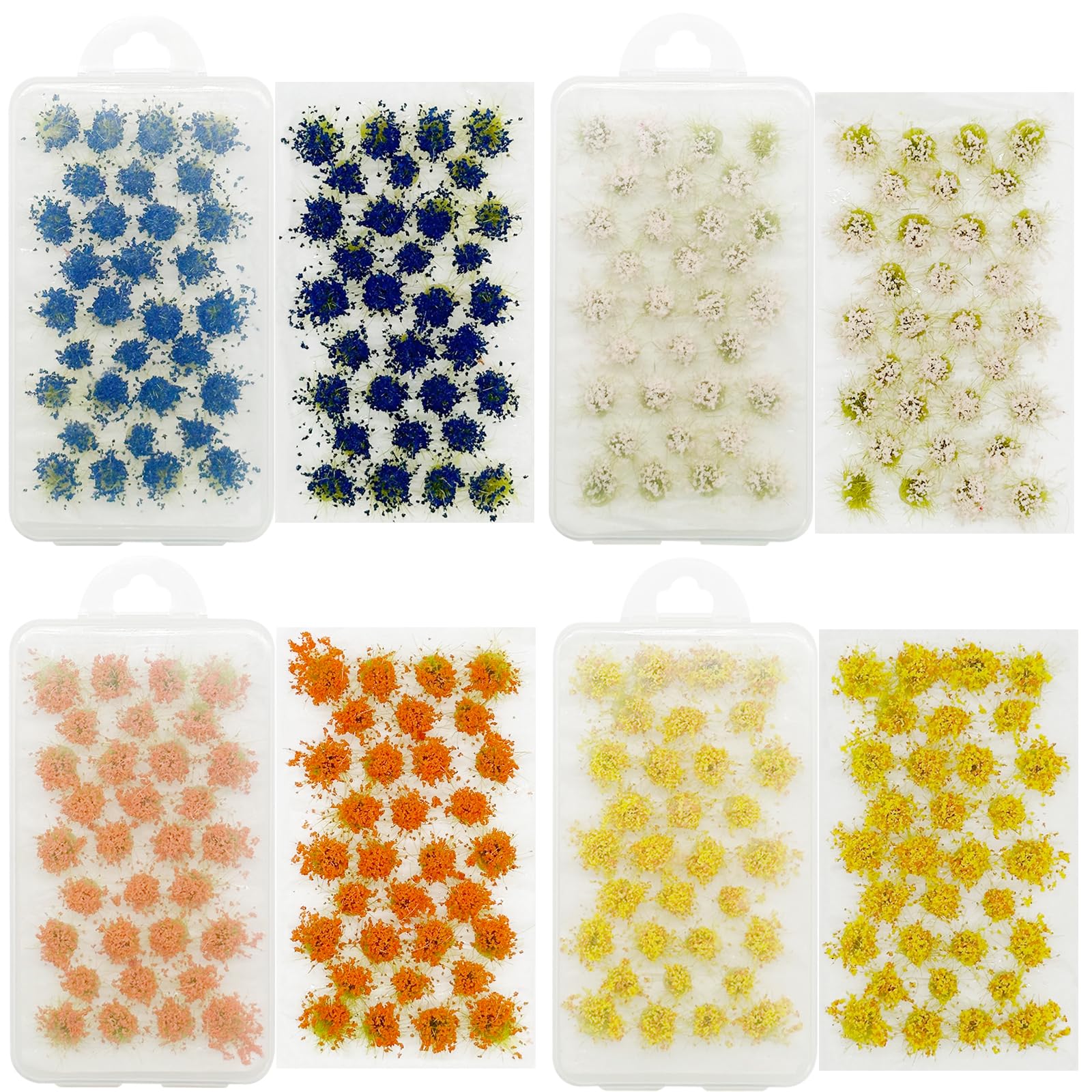 Cayway 128 PCS Static Flower Tufts Miniature Flower Cluster Static Grass Tufts for Model Train Railroad Scenery DIY Miniature