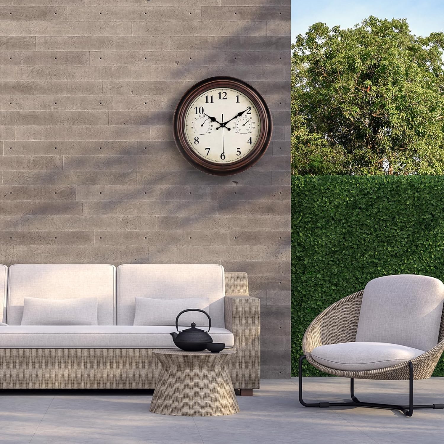 JoFomp 2 Pieces 12 Inch Wall Clock, Outdoor Clocks for Patio and Epoxy Resin Wall Clock for Bedroom